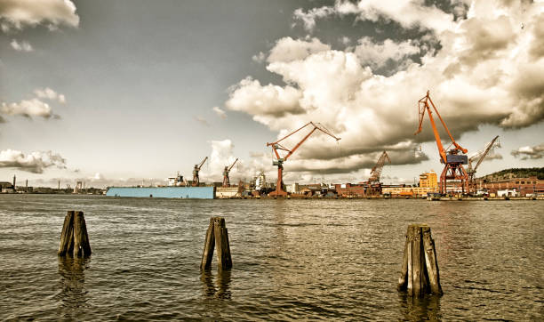 istock Gothenburg harbour. Vintage look 528163907