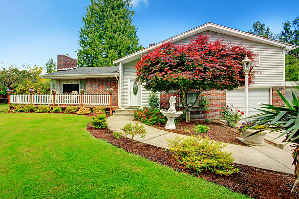 istock House exterior with brick wall trim 528164919
