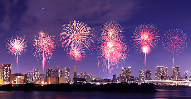 istock Fireworks celebrating over Tokyo cityscape at nigh 528165661