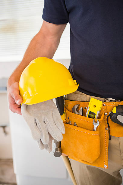 istock Close up of man with tool belt 528167393