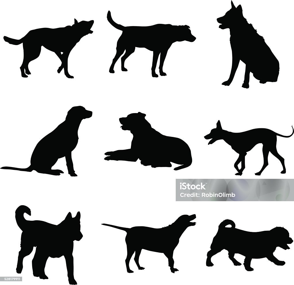 Dog Silhouettes Vector illustration of nine dog silhouettes. Dog stock vector