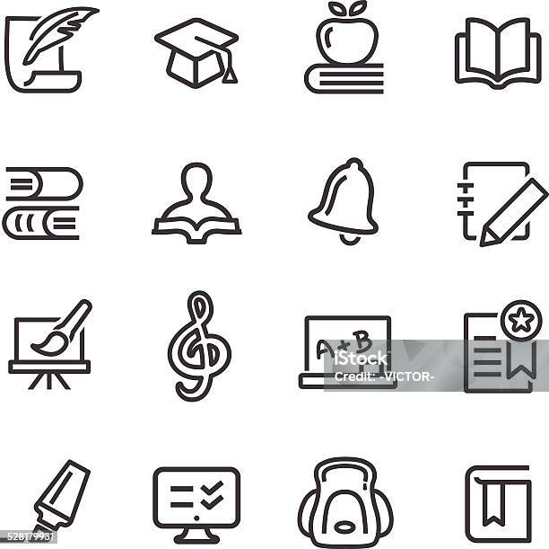 Education Icon Set Line Series Stock Illustration - Download Image Now - Educational Exam, Icon Symbol, Sheet Music