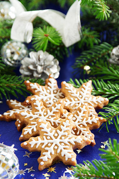 istock Christmas gingerbread cookie in the form of a snowflake. 528180431