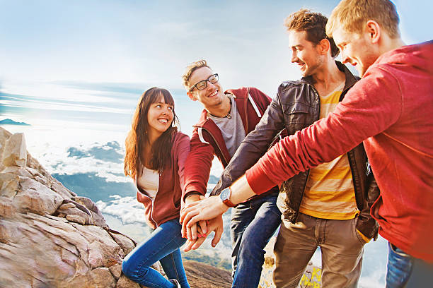 istock Friends having reached the top of a mountain 528181353