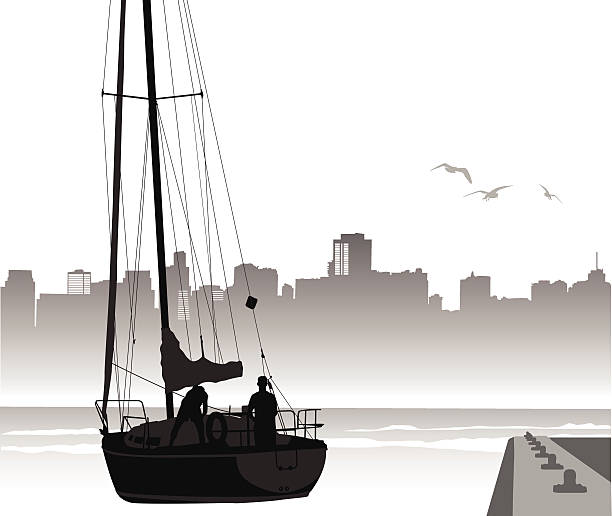 settingsail - pier jetty nautical vessel sailboat点のイラスト素材／クリップアート素材／マンガ素材／アイコン素材