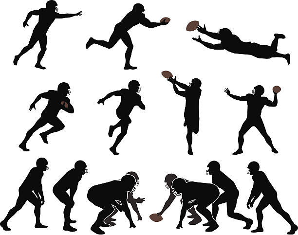 American Football Players Outlines of football players. Files included – jpg, ai (version 8 and CS3), svg, and eps (version 8) american football player stock illustrations
