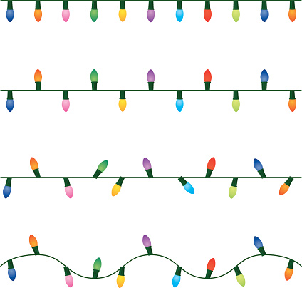 Vector illustration of four different strings of christmas lights.