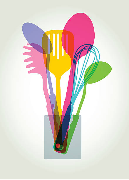 illustrazioni stock, clip art, cartoni animati e icone di tendenza di utensili da cucina - mestolo