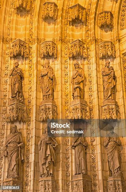 Seville Tatues On West Portal Of Cathedral Stock Photo - Download Image Now - Andalusia, Architecture, Building Entrance