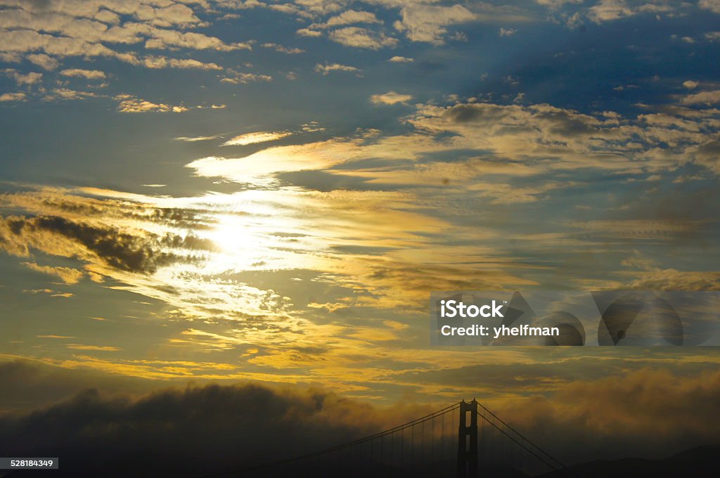 Sunset over Golden Gate Bridge, San Francisco Back Lit Stock Photo