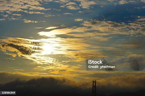 Sunset Over Golden Gate Bridge San Francisco Stock Photo - Download Image Now - Back Lit, Backgrounds, Building Exterior