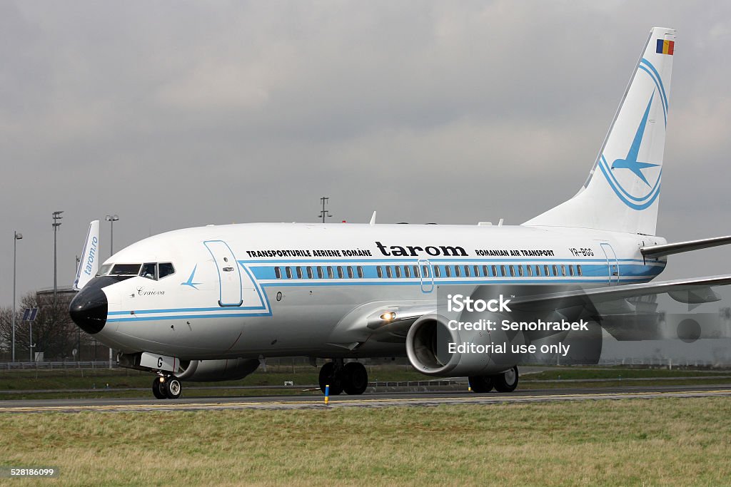 Tarom Paris, France - March 29, 2010: Tarom Boeing 737-78J taxis around CDG Airport.  Aerospace Industry Stock Photo