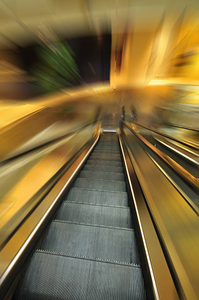 istock Escalator stairs inside wide Angle of view Angle, modern busines 528191991
