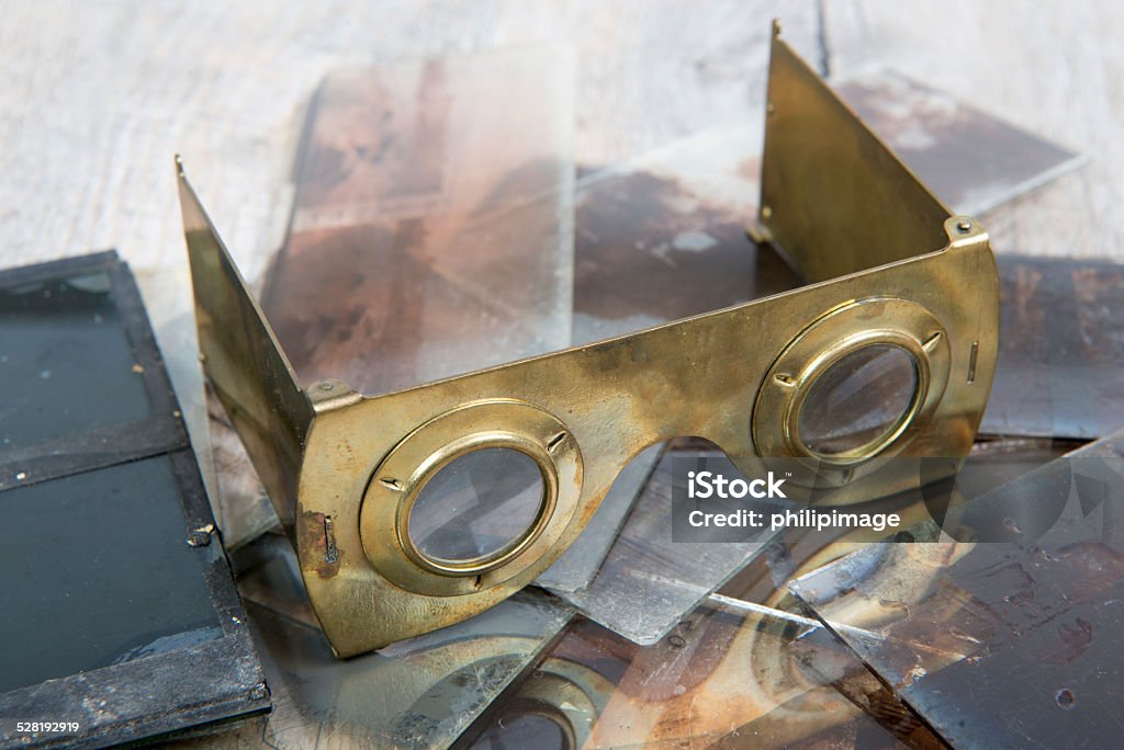 stereoscope in brass with glass plates Antique Stock Photo