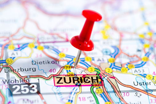 European cities on map series: Zurich