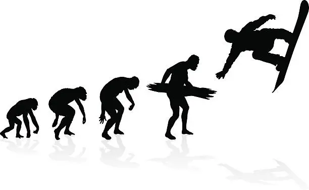 Vector illustration of Evolution of the Snowboarder.