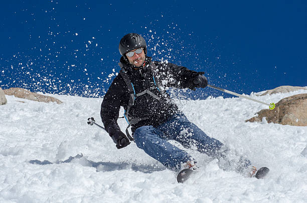 ski Skiing in Patagonia, Argentina.  bariloche stock pictures, royalty-free photos & images