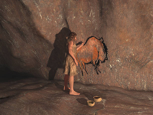 Caveman painting in a cave