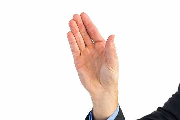 istock Businessman holding hand out in presentation 528212275