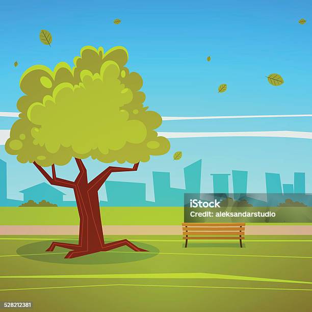 Summer Park Stock Illustration - Download Image Now - Art Product, Backgrounds, Bench