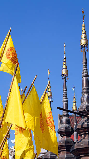 istock buddhist flag with pagoda top 528213023