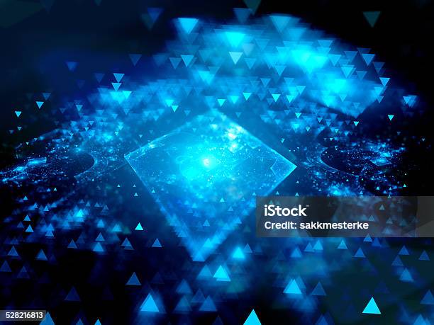Blue Glowing Square With Blurred Elements Stock Photo - Download Image Now - Abstract, Blue, Business
