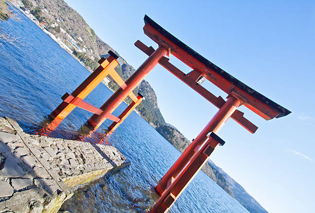 istock The torii gate which stand on the shore of Lake Ashi 528218005