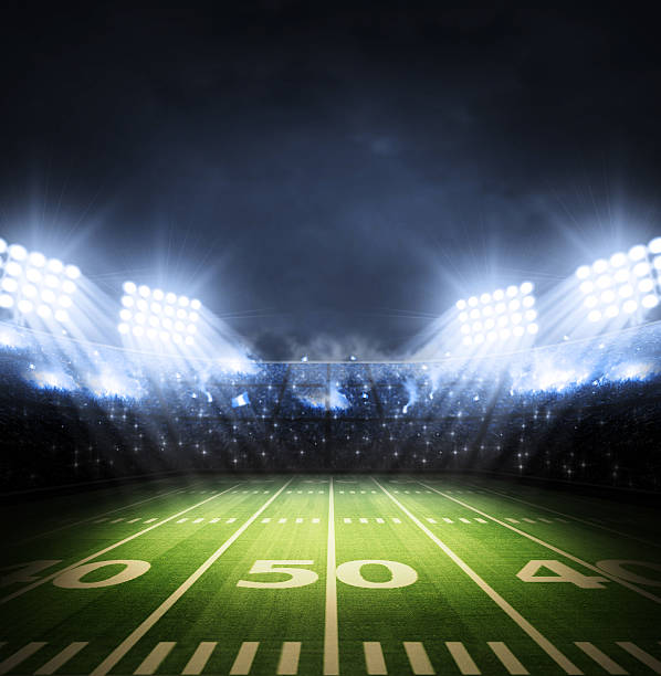 光のアメリカスタジアム - stadium american football stadium football field bleachers ストックフォトと画像