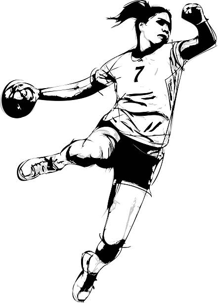 stockillustraties, clipart, cartoons en iconen met woman handball player - handbal