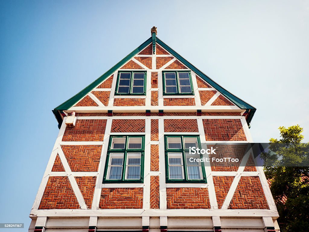 old facade typical historic facade at an old town Architectural Feature Stock Photo