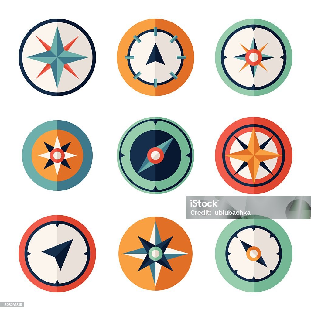 Wind rose compass flat vector symbols set Wind rose compass vector symbols set Navigational Compass stock vector