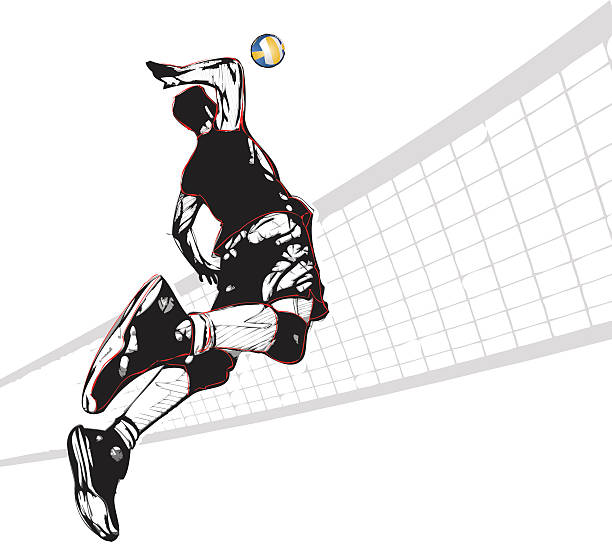 ilustrações de stock, clip art, desenhos animados e ícones de jogador de voleibol - volleying sport summer men