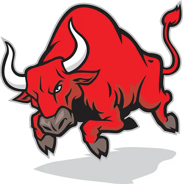 Vector illustration of angry bull attack