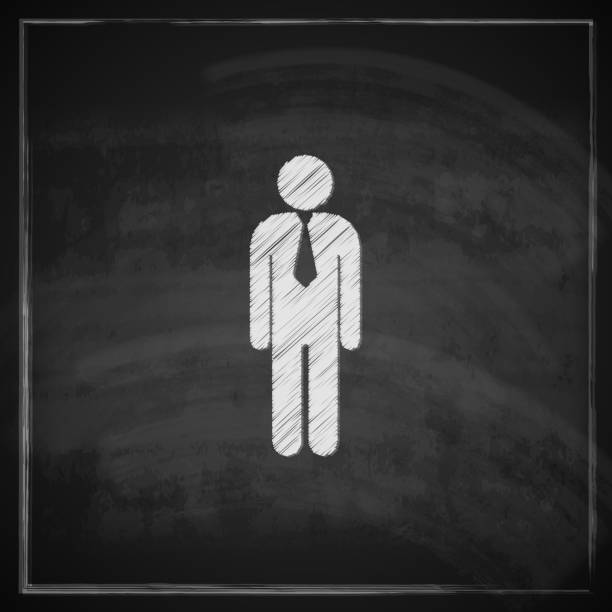 istock vintage illustration with businessman or manager symbol on blackboard background 528243491