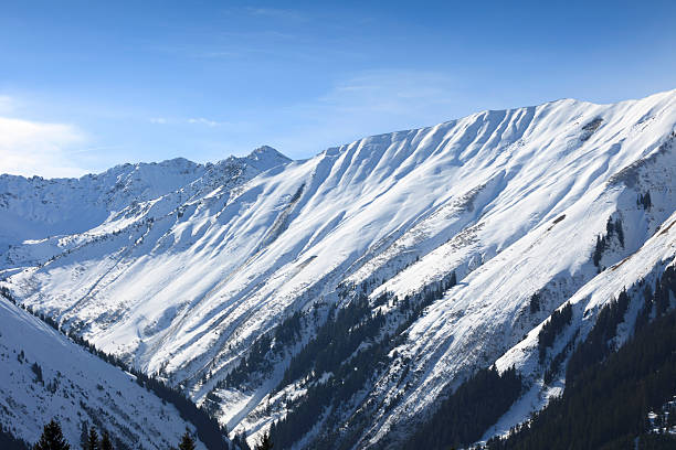 마운틴의 berwang 있는 오스트리안 알프스 - mountain reutte winter nobody 뉴스 사진 이미지