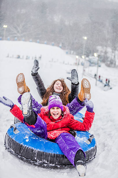 Snowtubing stock photo