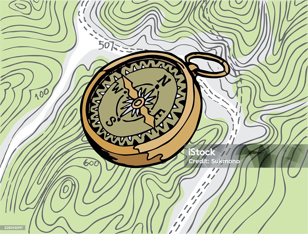 Compas Map Solid Compas Map Stock Illustration - Download Image Now - Camping, Hiking ...