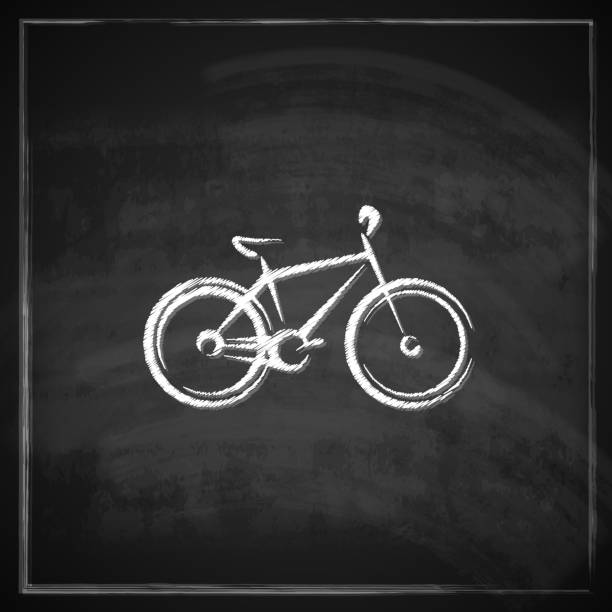 ilustrações, clipart, desenhos animados e ícones de ilustração vintage com uma bicicleta em fundo de quadro-negro. - ten speed bicycle