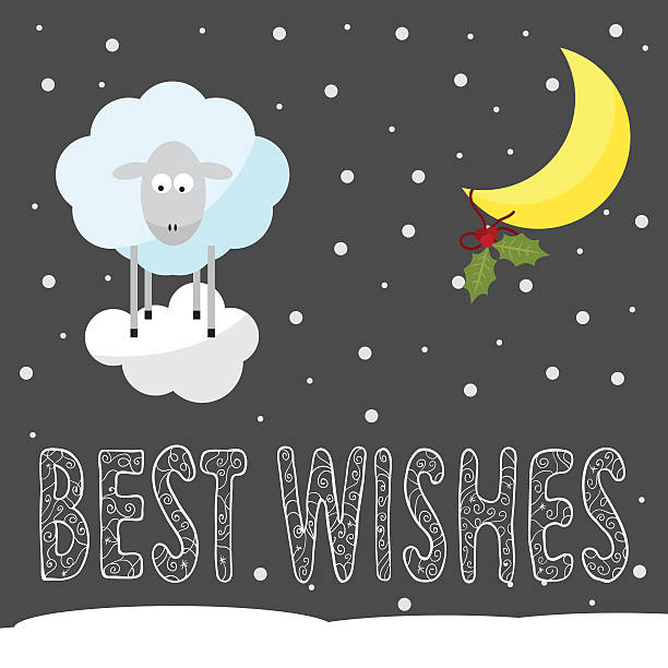 śmieszna zimowe wakacje tło z kreskówka owiec i najlepsze życzenia - lunar new year stock illustrations
