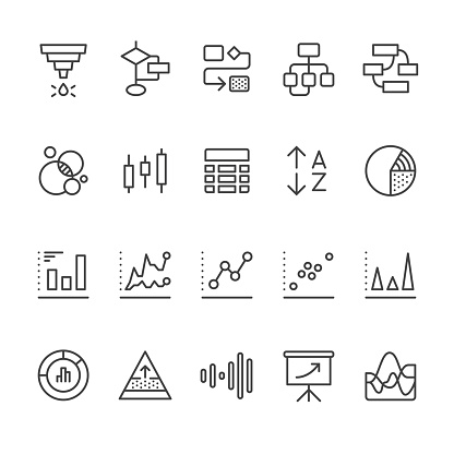 Chart Types & Data Visualization related vector icons.