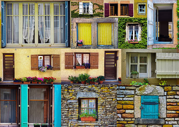 istock Collage with antique windows  in  France 528282182