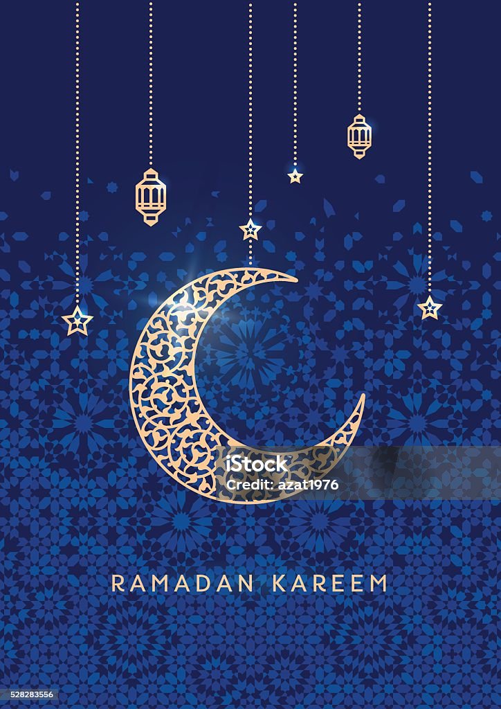 Ramadán Kareem tarjeta de Saludos - arte vectorial de Ramadán libre de derechos