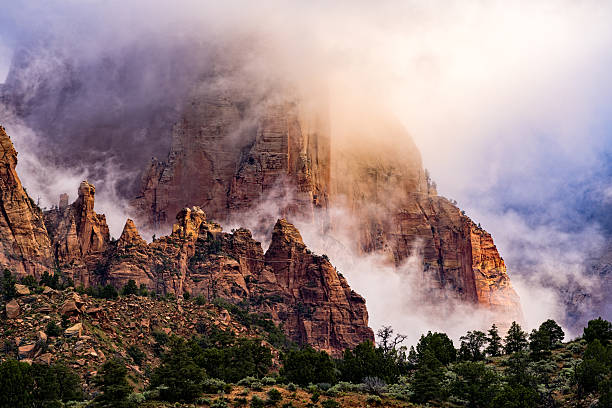 istock Dramatic Clouds and Red Rock Canyons in Zion 528284494