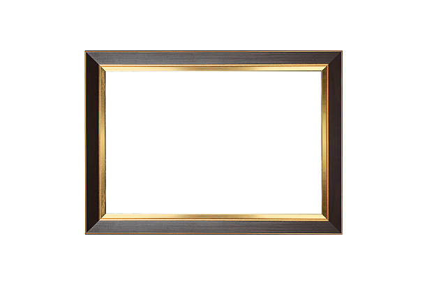 istock Old wooden with gold frame isolated white background. use clippi 528284702