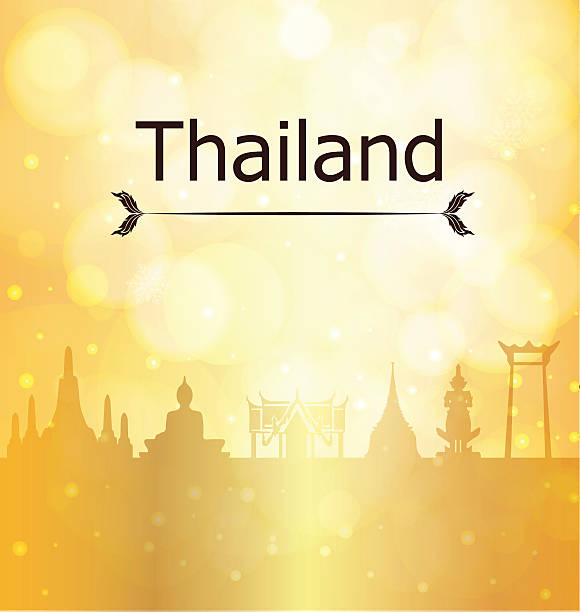 tajlandia podróży zabytki złote grafiki wektorowej i ilustracji - abstract asia backgrounds bangkok stock illustrations