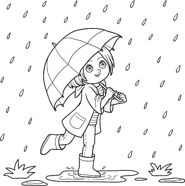 50+ Girl And Rain Coloring Stock Illustrations, Royalty-Free Vector ...