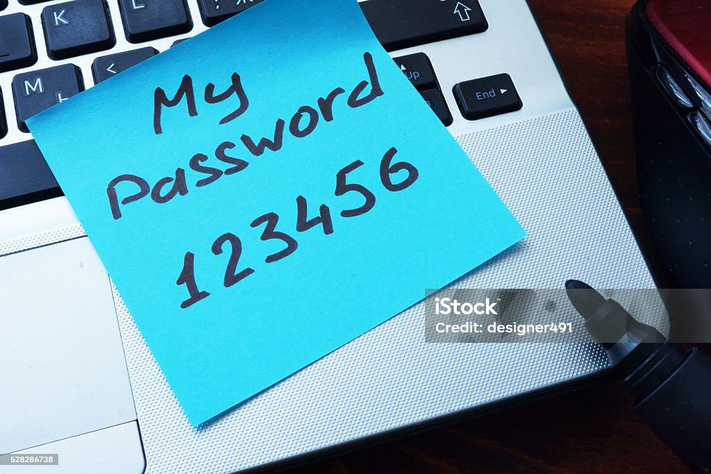 Ein Passwort Konzept. Mein Passwort 123456 geschrieben auf Papier. - Lizenzfrei Passwort Stock-Foto