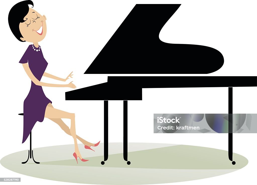 Pianist woman Pianist is playing music with inspiration Music stock vector