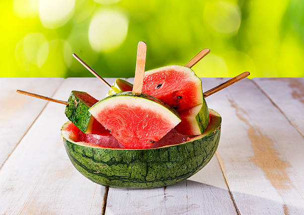 Fresh watermelon as popsicle stock photo