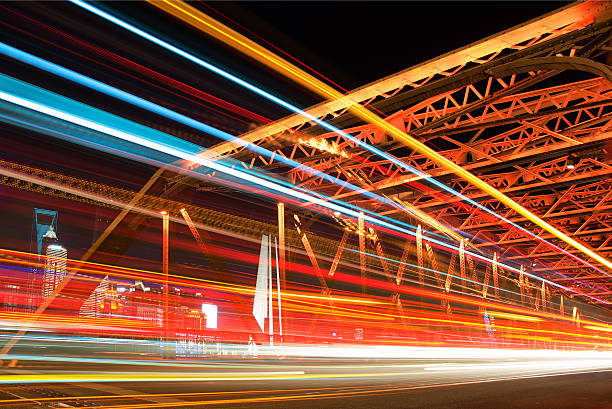 istock Long exposure, traffic at night in Shanghai, China 528290090